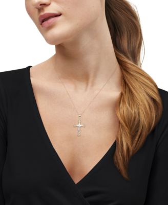 Polished Crucifix Cross Pendant Necklace in 10k Yellow and White Gold