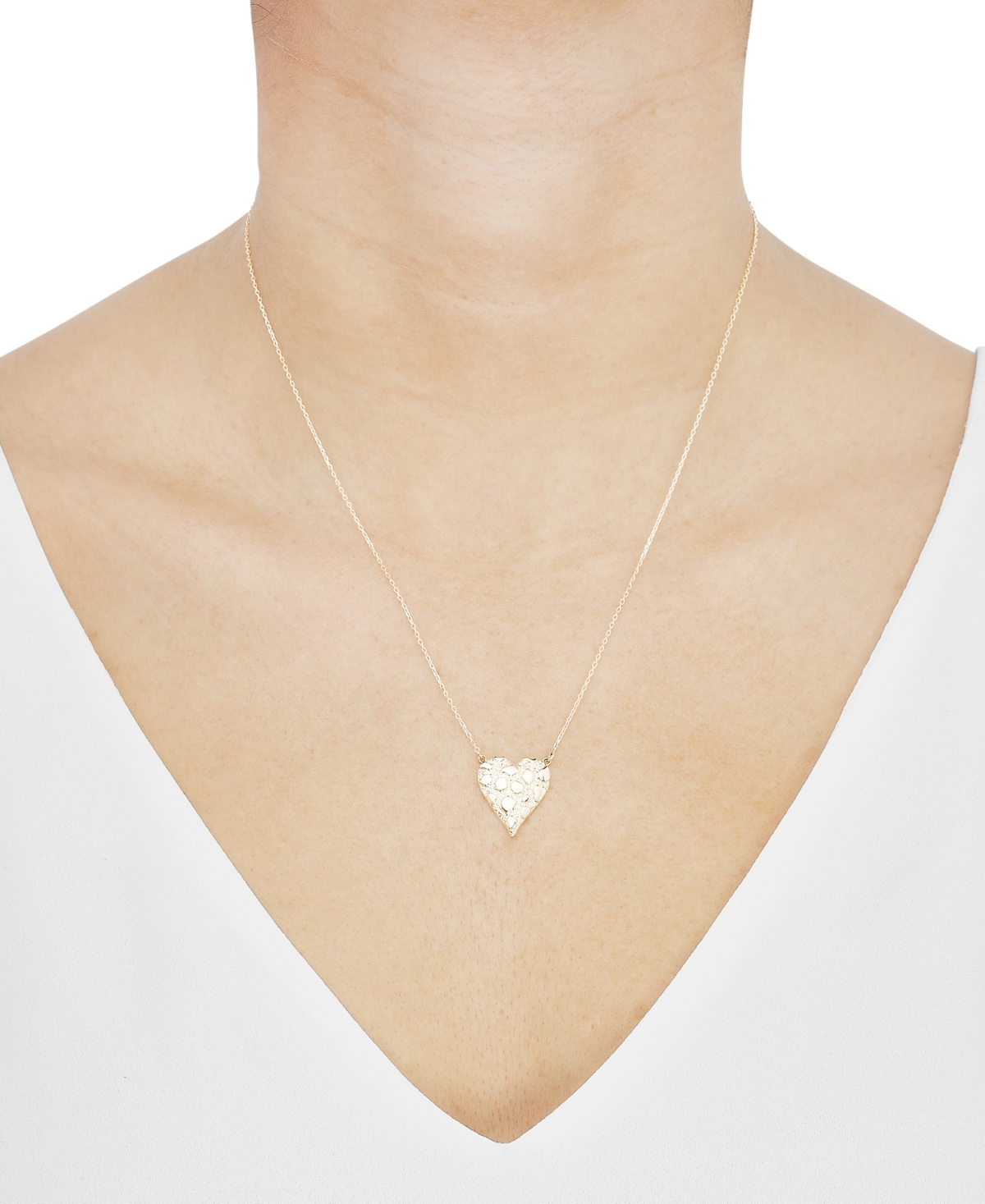 Macy's Polished Nugget Heart Pendant Necklace in 10k Yellow Gold