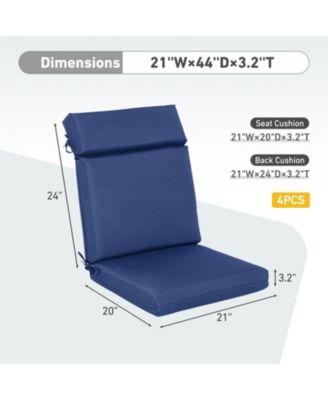 4Pcs Outdoor High Back Dining Chair Cushion Set - 21'' × 44''