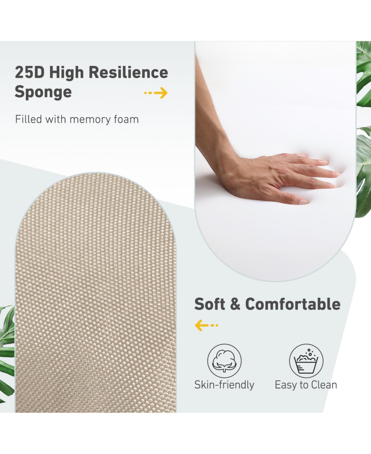 Aoodor 4Pcs Outdoor High Back Dining Chair Cushion Set - 21'' × 44''