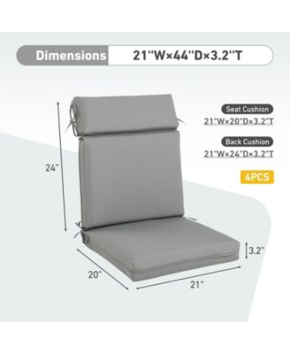 4Pcs Outdoor High Back Dining Chair Cushion Set - 21'' × 44''