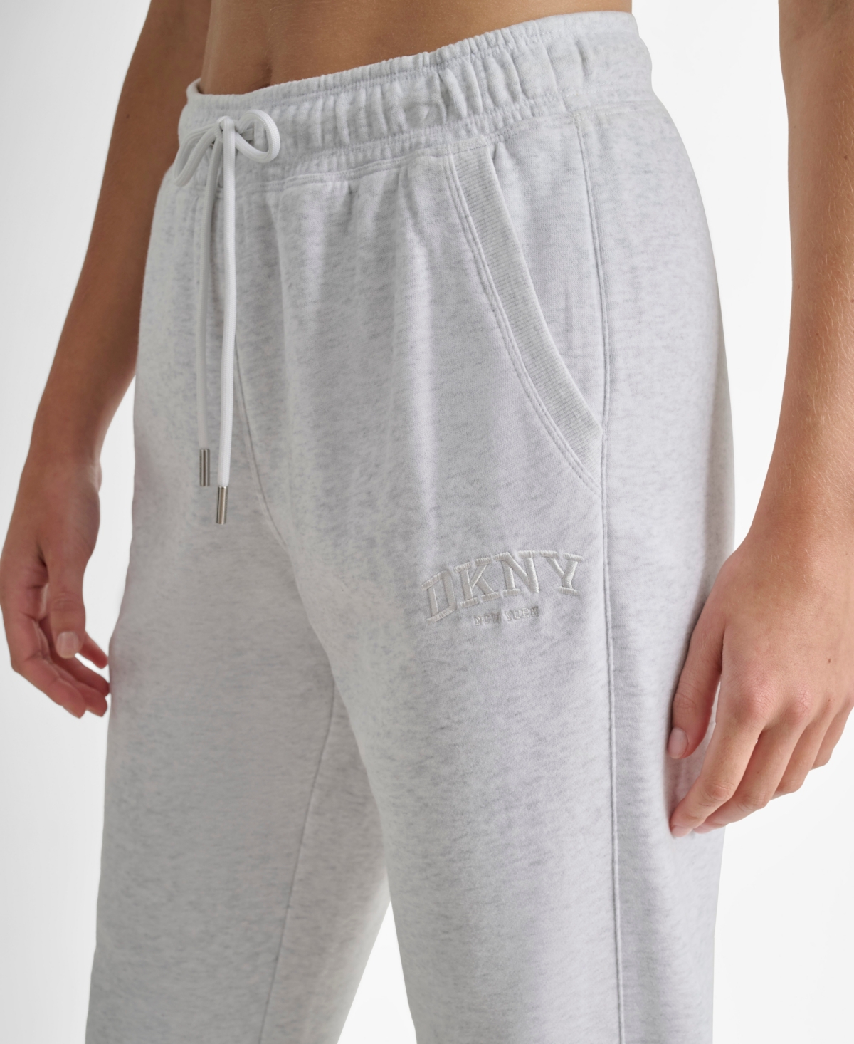 Dkny Women's Varsity Embroidered Logo Relaxed Pockets Pull-On Joggers