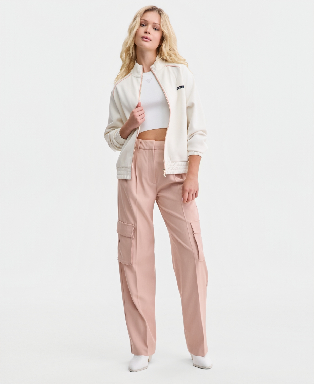 Guess Women's Georgia High-Neck Full-Zip Sweatshirt