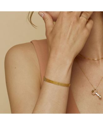 Sterling Silver 18k Gold Plated Mash Chain Adjustable Bracelet