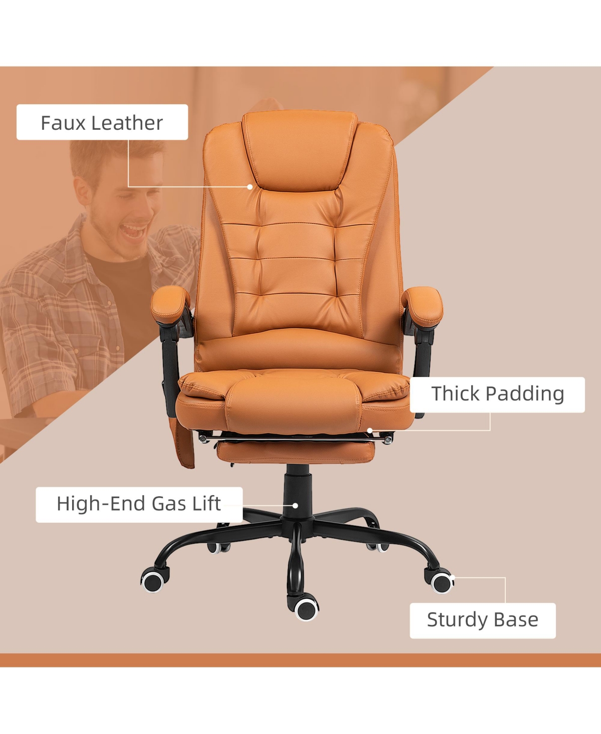 Vinsetto 7-Point Vibrating Massage Office Chair with High Back