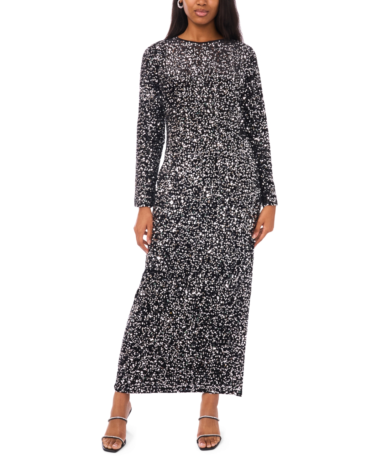 Msk Women's Sequin Crewneck Dress In Black