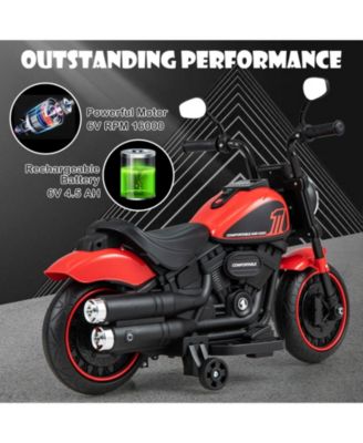 Kids Electric Motorcycle with Training Wheels and LED Headlights