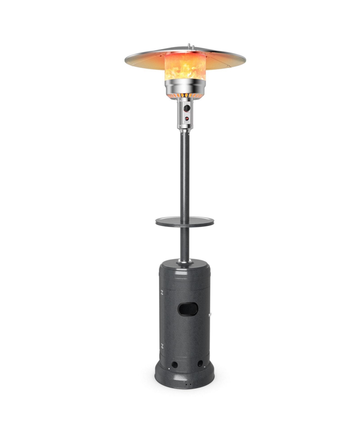 Mecale Outdoor Heater Propane Standing Lp Gas Steel with Table and Wheels
