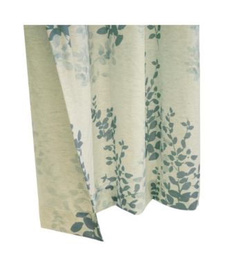 Lana Light Filtering Grommet Curtain Panel Two Tone Leaf Branches Bouquet Faux Linen Fabric Designed 50" x 95" Blue