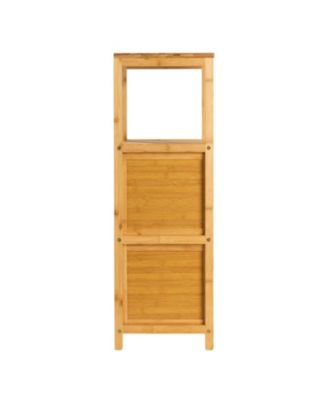 Bamboo 3-Tier Slatted Shelf with Crates, Natural