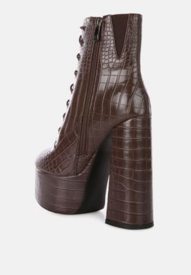magdalene croc high heel platform boots