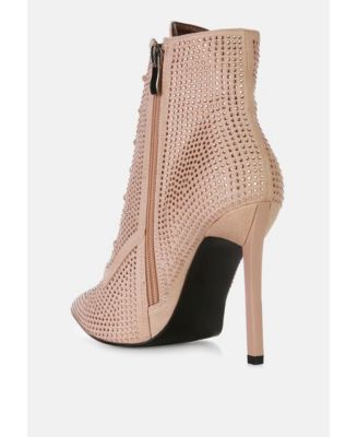 Womens Head On Faux Suede Diamante Ankle Boots