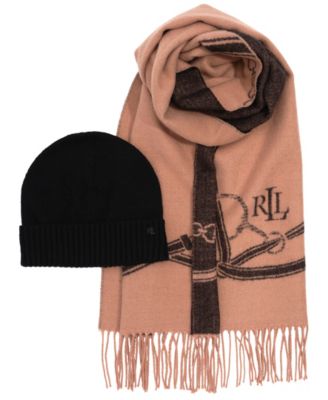 Equestrian Woven Scarf and Knit Hat Gift Set