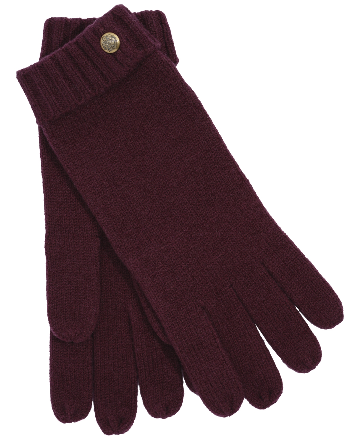 Ralph Lauren Crest Knit Glove In Burgundy