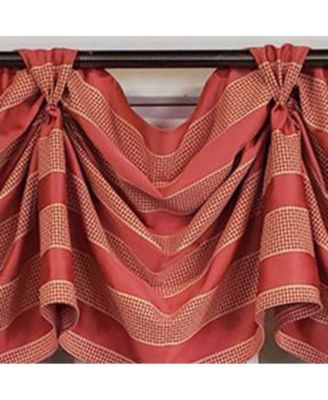 Luxurious Modern Design Ribbon Stripe Victory Swag 3-Scoop Window Valance 50" x 25" Coral