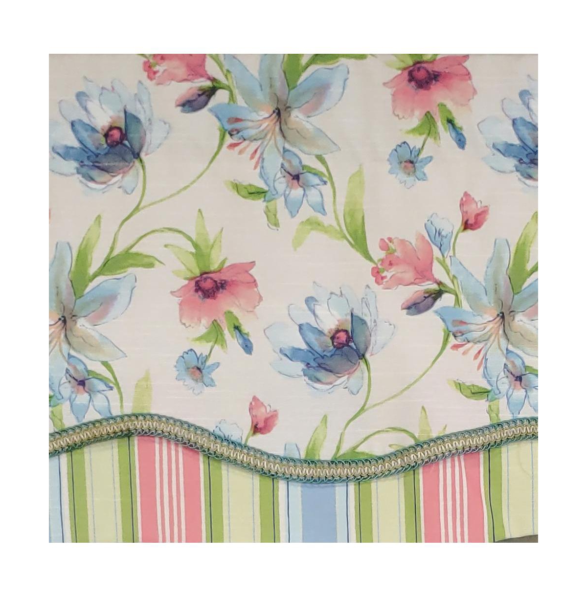 Rlf Home Flowers Bloom Glory 100% Cotton Floral Design with Gimp Trim Lining Spot Clean Valance 50"x16" Multicolor