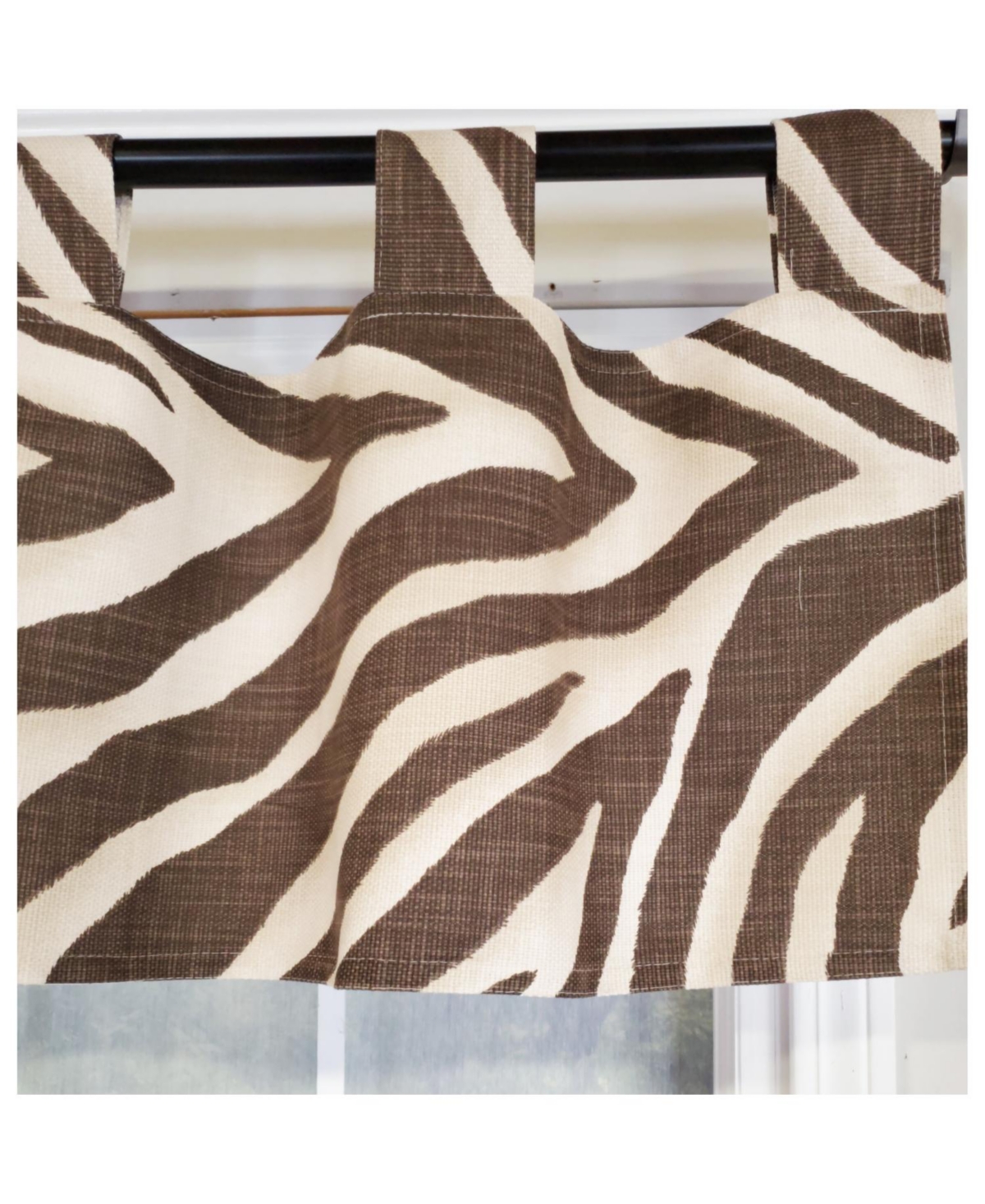 Rlf Home 4" Top Tab High Quality Fabric Zebra Tab Valance for Windows 50" x 16" Brown