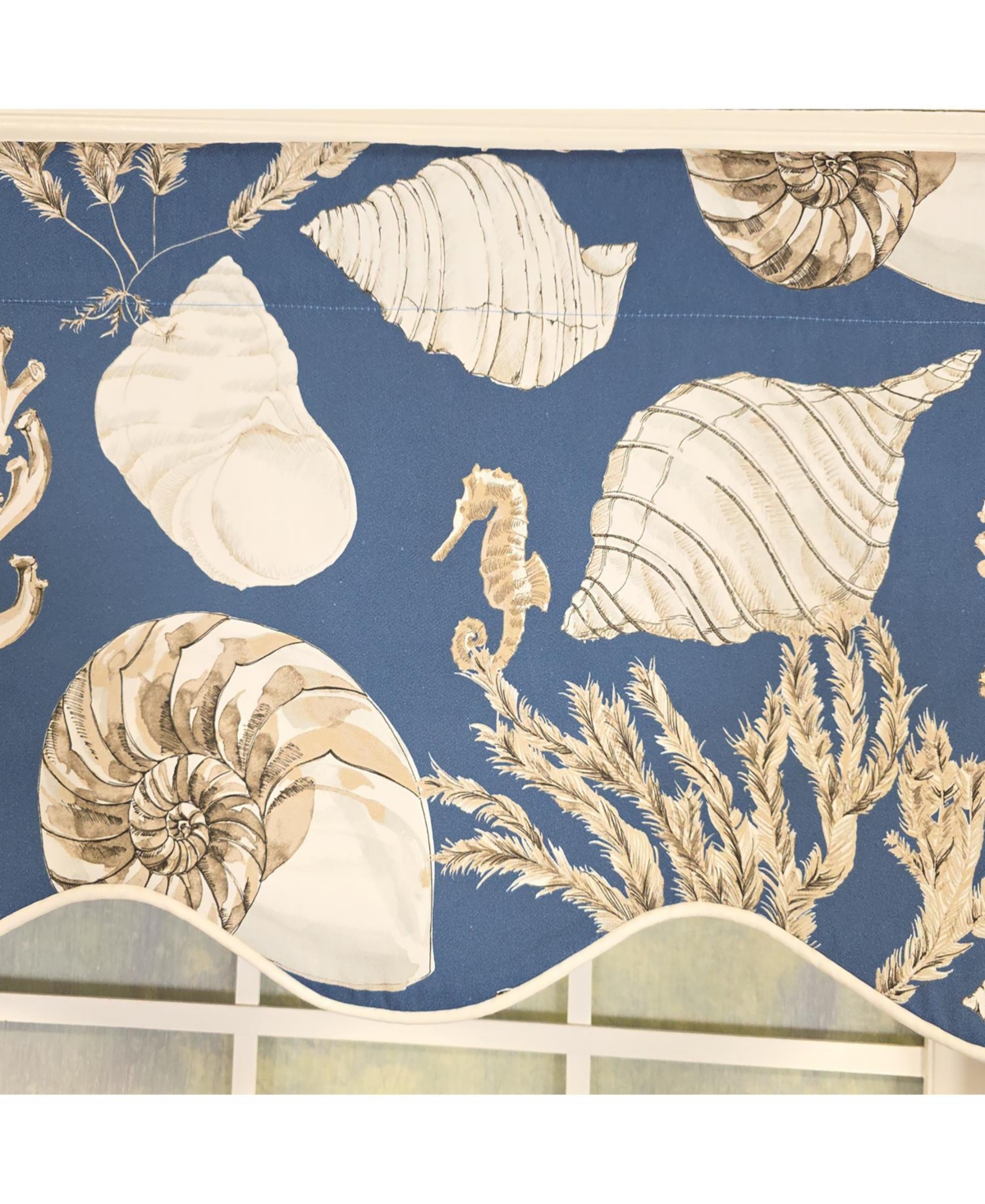 Rlf Home 100% Cotton Seascape Provance Fully lined Windows Rod Pocket Valance 50" x 15" Blue