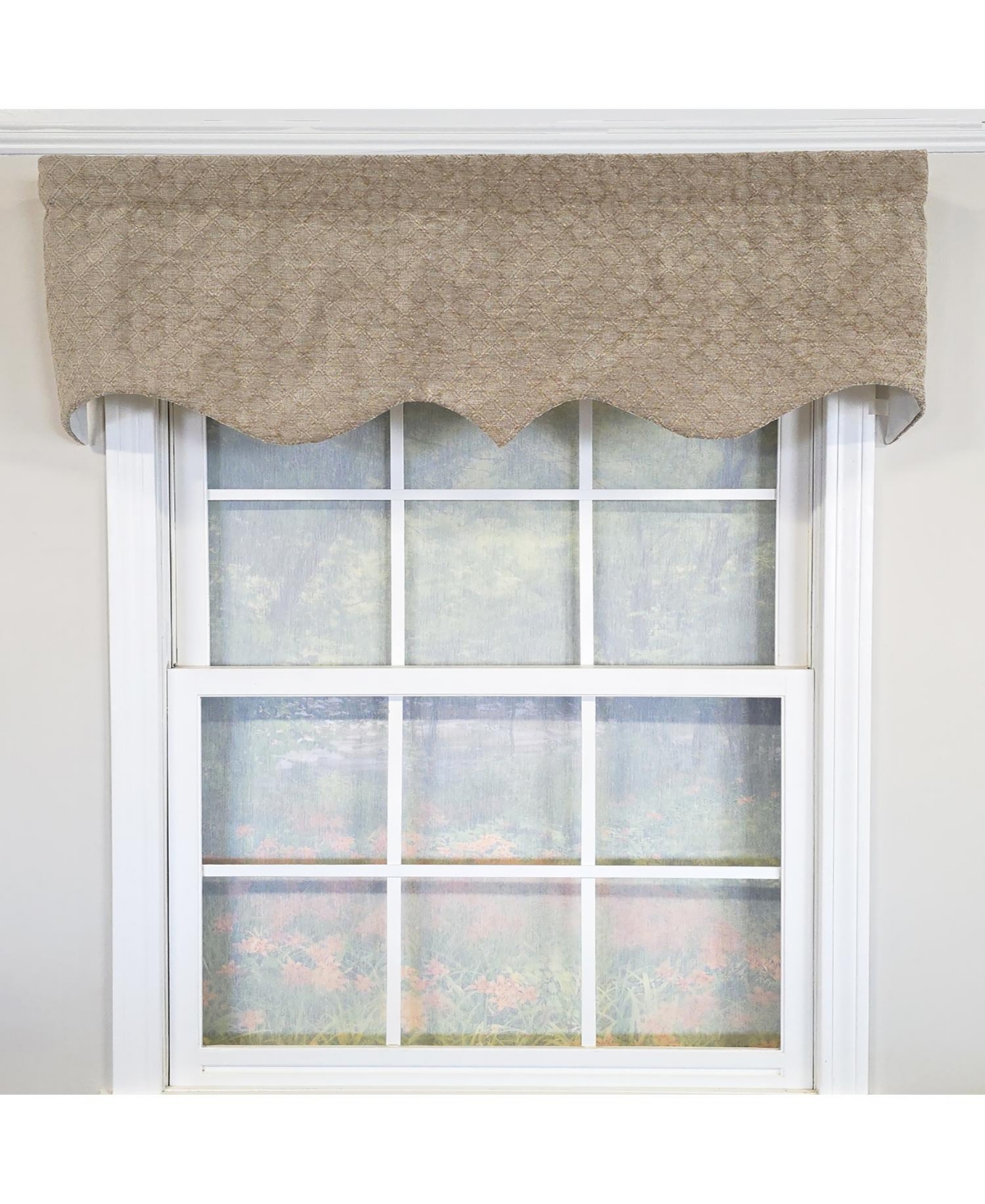 Rlf Home 100% Cotton Chenille Regal Fully lined Windows Rod Pocket Valance 50" x 17" Beige