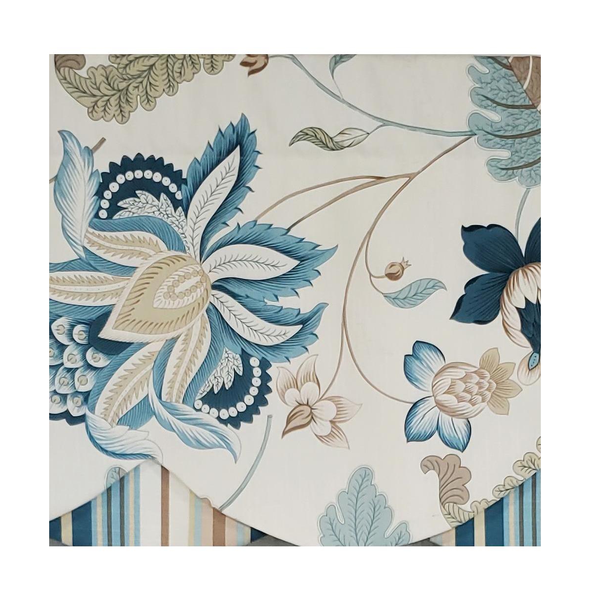 Rlf Home Samanta 100% Cotton Luxurious Lining Stripe Rod Pocket Petticoat Valance 50" x 15" Blue