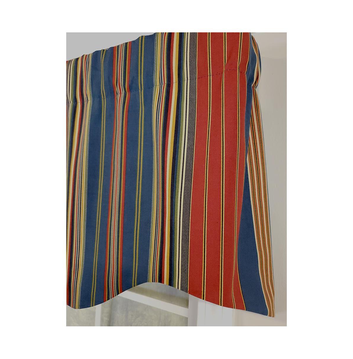 Rlf Home Sailor Stripe Regal 3" Rod Pocket Lining Luxurious and Elegant Window Treatment Valance 50" x 17" Nautical