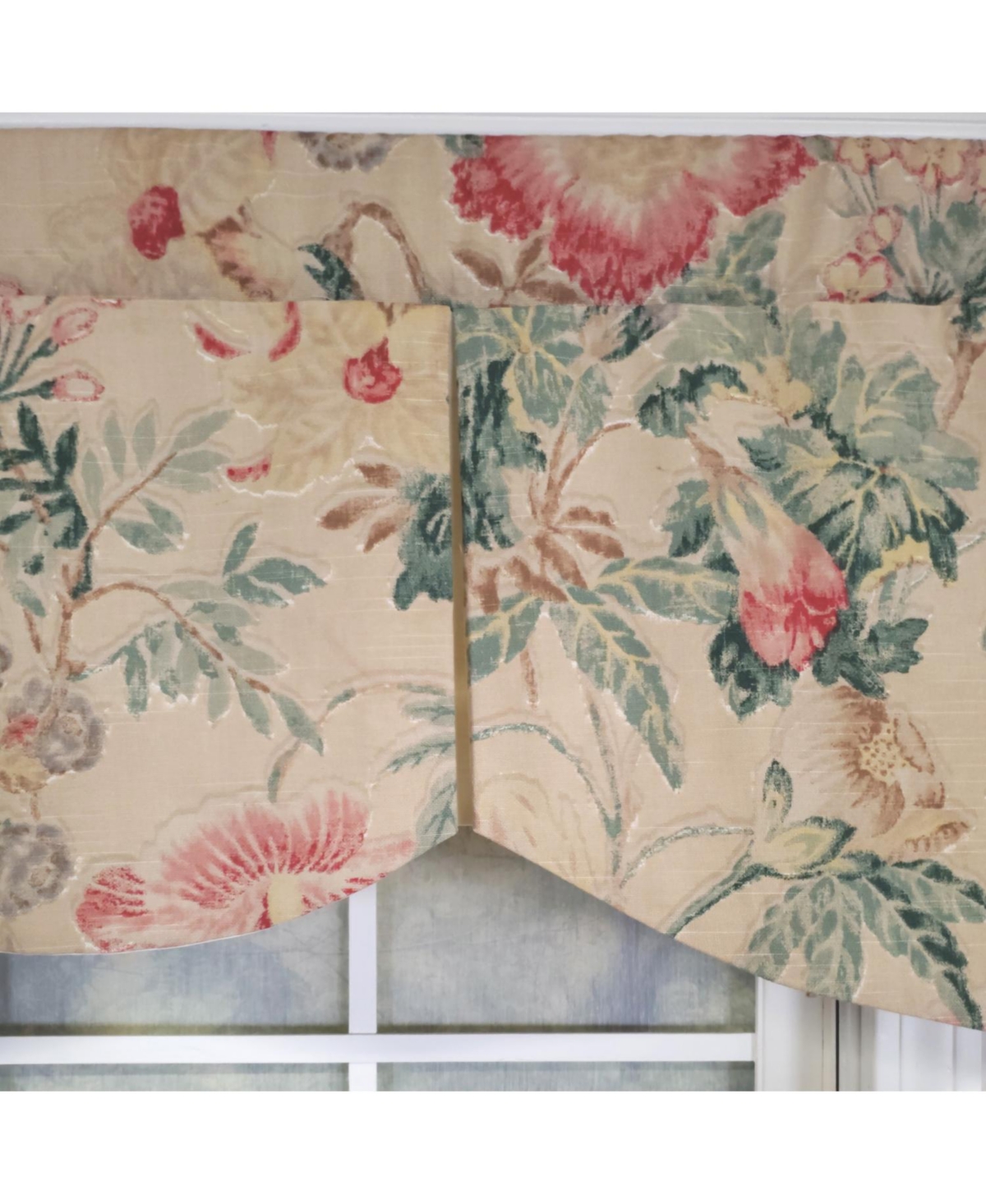 Rlf Home 3" Rod Pocket High Quality Fabric Hortencia Mandy Valance for Windows 50" x 17" Beige