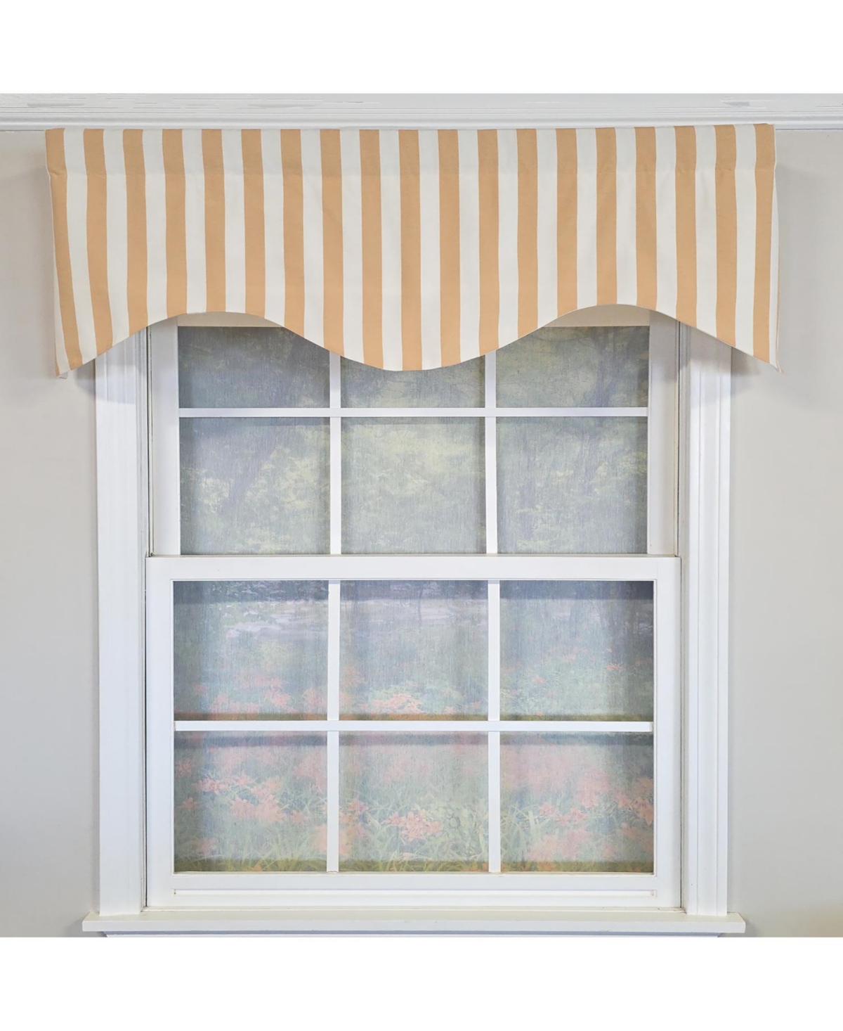 Rlf Home Playa Stripe Cornice Traditional Valance Tan 100% Cotton Lined 50" x 17" Tan
