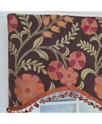 Lady Diane Cornice Valance Brown with Multicolor Tassel Trim 100% Cotton Fits Up to 48"W 50" x 17"  Brown