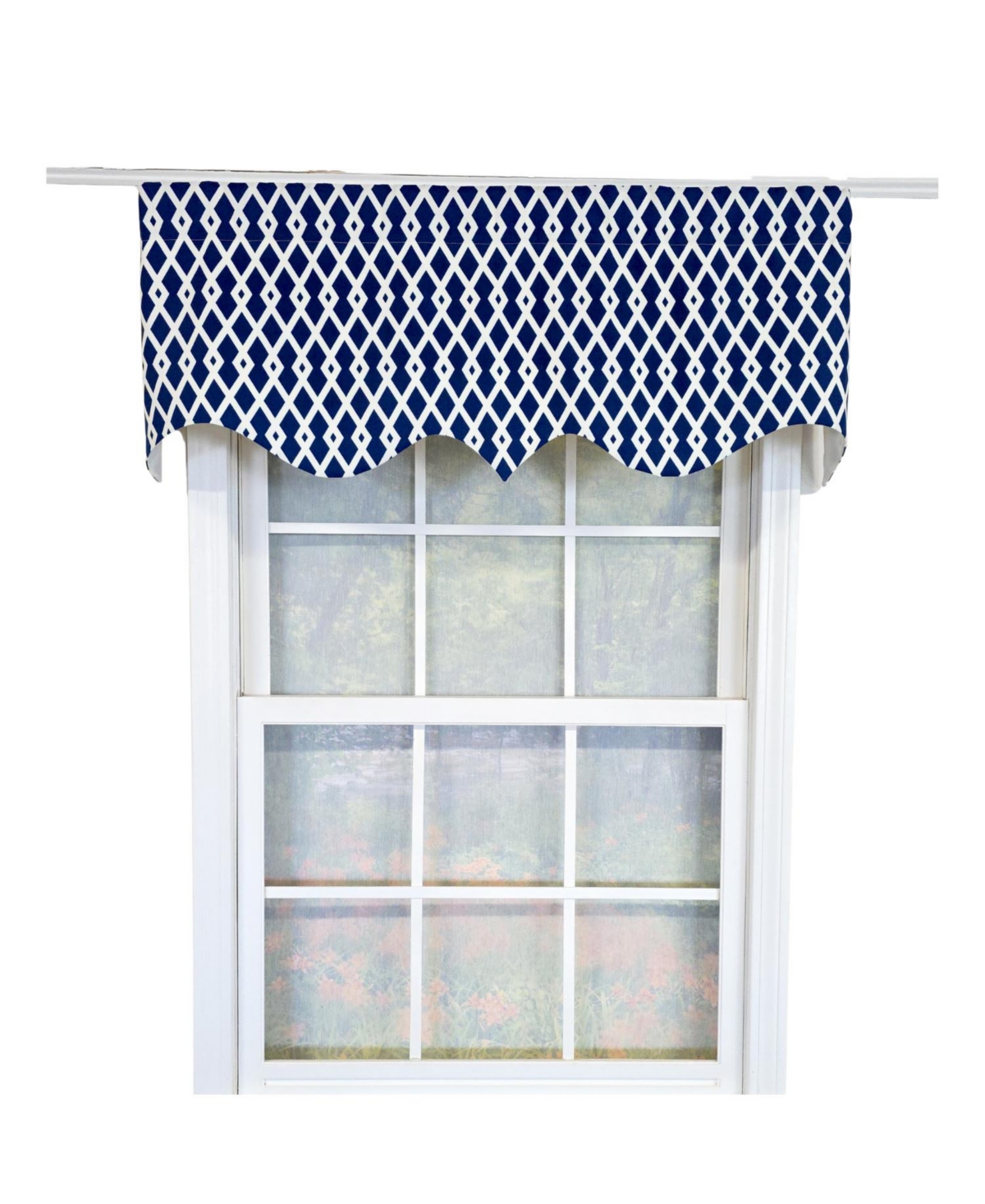 Rlf Home 100% Cotton Jewel Regal Fully lined Windows Rod Pocket Valance 50" x 17" Navy