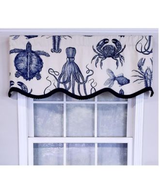 Modern Design Classic Aquarium Provance Style Window Valance 50" x 17" Navy