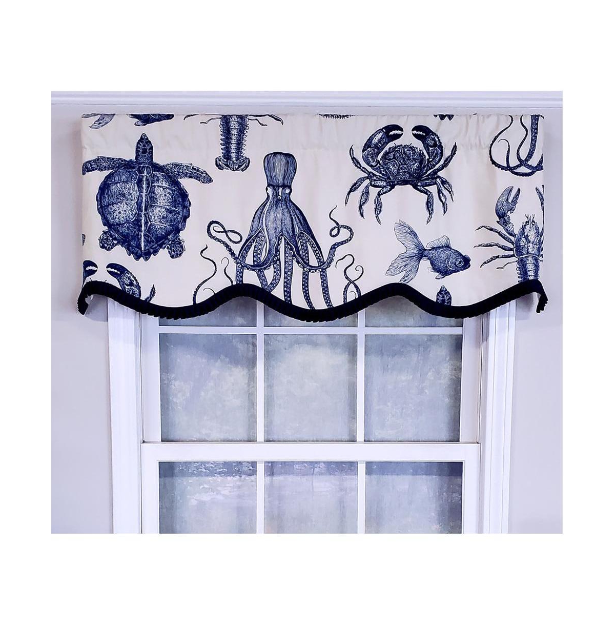 Rlf Home Modern Design Classic Aquarium Provance Style Window Valance 50" x 17" Navy