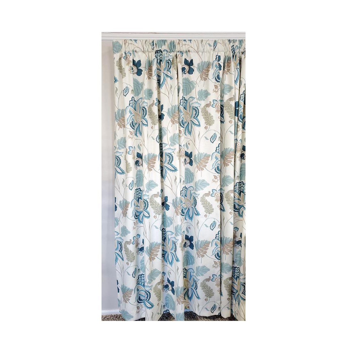 Rlf Home Samanta Window Treatment 100% Cotton High-Quality Decorator Fabric Fully Lined Curtain Panels 100" X 96" Blue