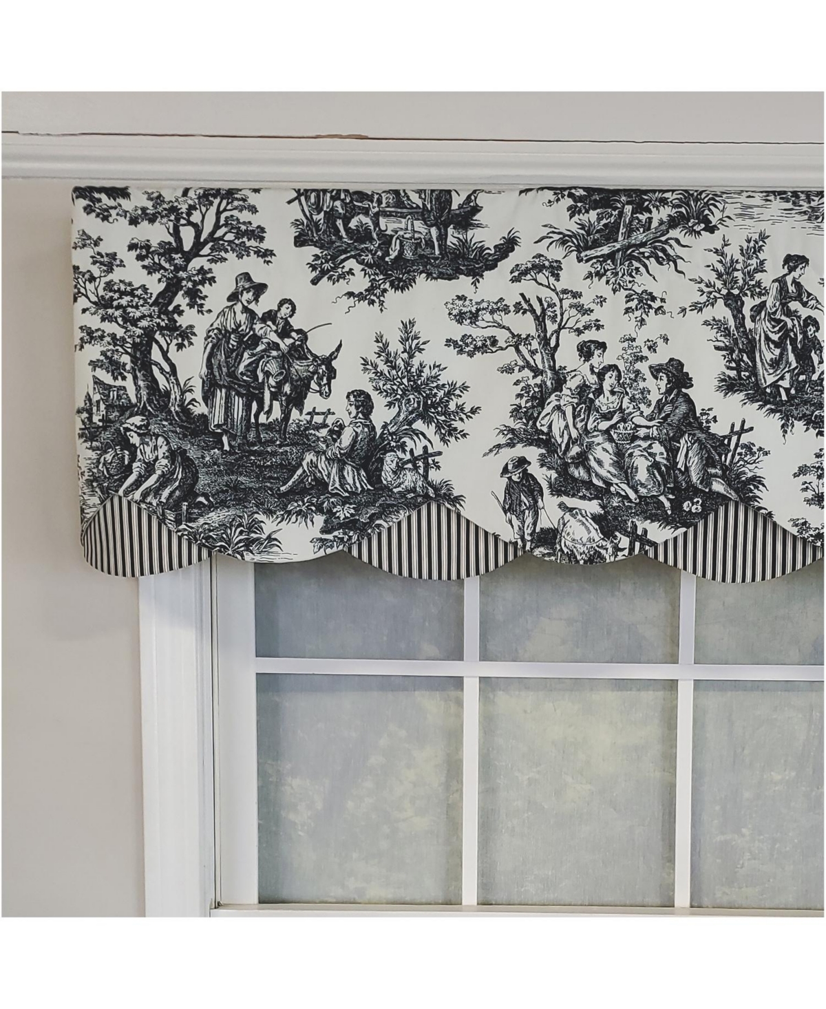 Rlf Home 3" Rod Pocket High Quality Fabric Glory Days Petticoat Valance for Windows 50" x 15" Black