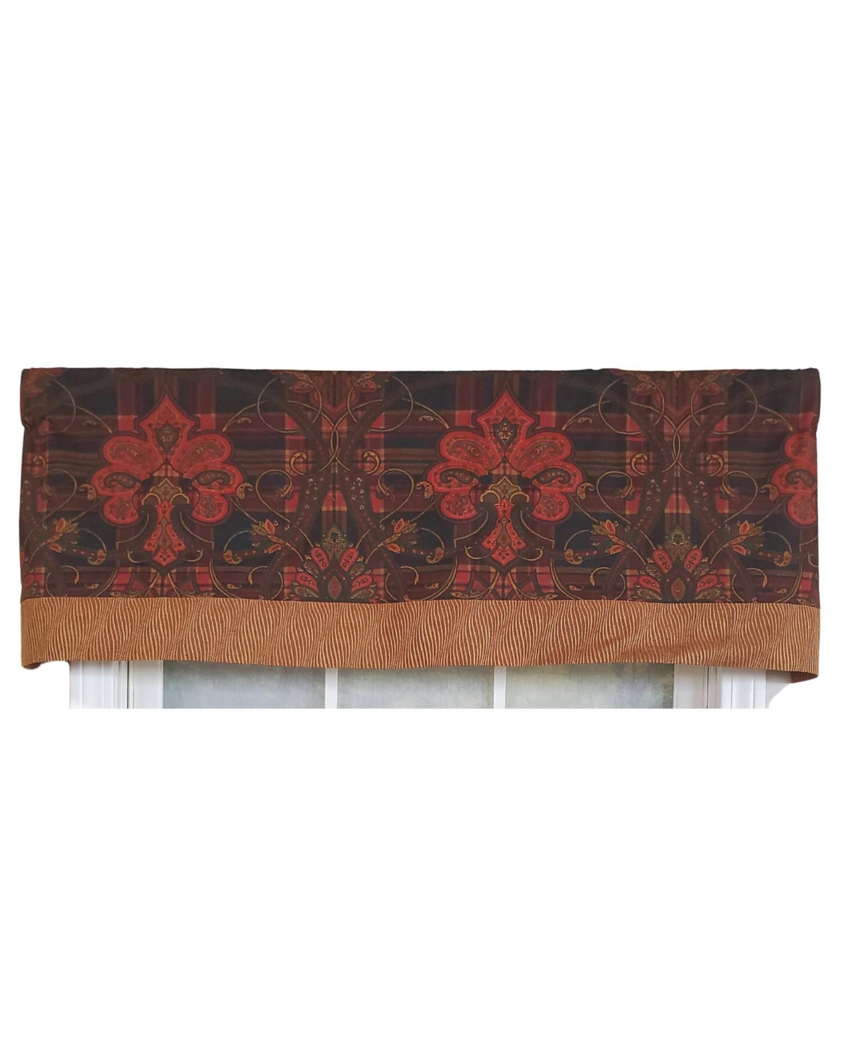 Rlf Home 3" Rod Pocket High Quality Fabric Espadas Banded Valance for Windows 50" x 16" Burgundy