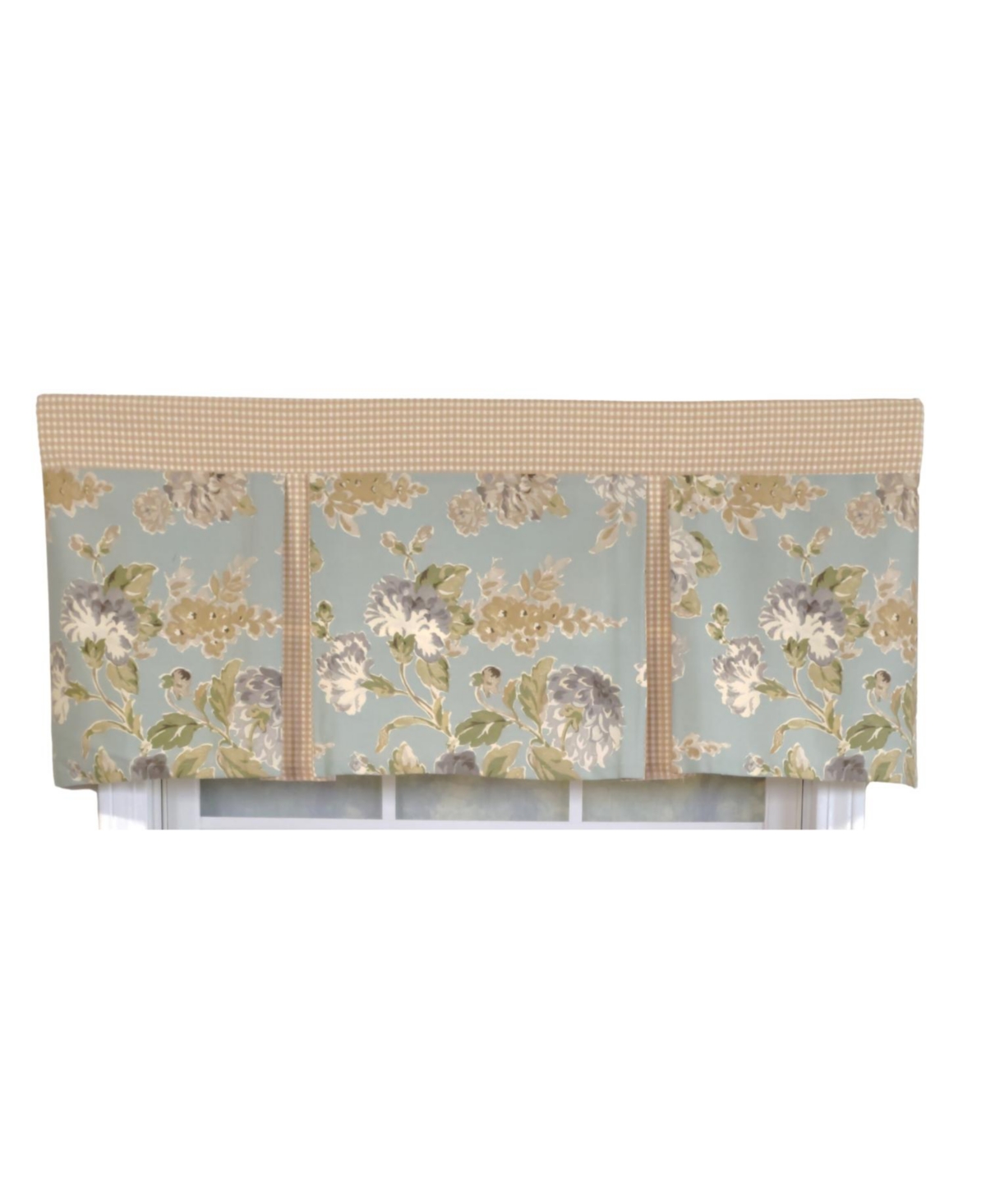 Rlf Home 3" Rod Pocket High Quality Fabric Floral Essence Pleated Valance for Windows 50" x 16" Blue