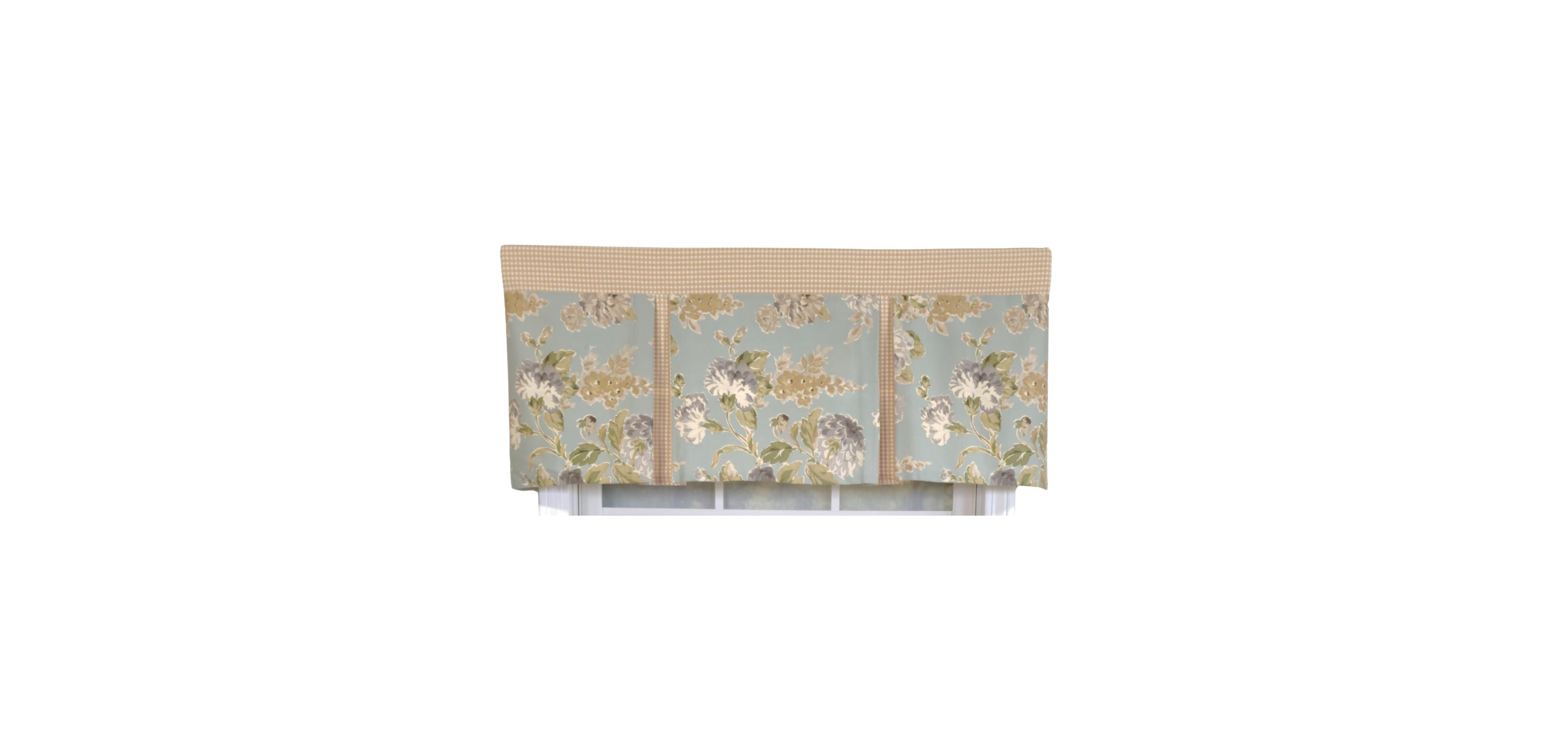 Rlf Home 3" Rod Pocket High Quality Fabric Floral Essence Pleated Valance for Windows 50" x 16" Blue