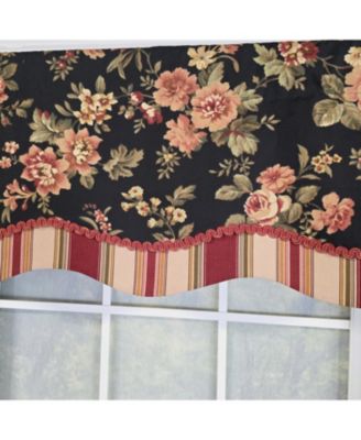 100% Cotton Lancaster Glory Fully lined Windows Rod Pocket Valance 50" x 16" Black