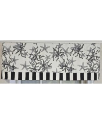 Reef Banded Valance Collection - 100% Cotton Window Treatment 50" x 16"  Black