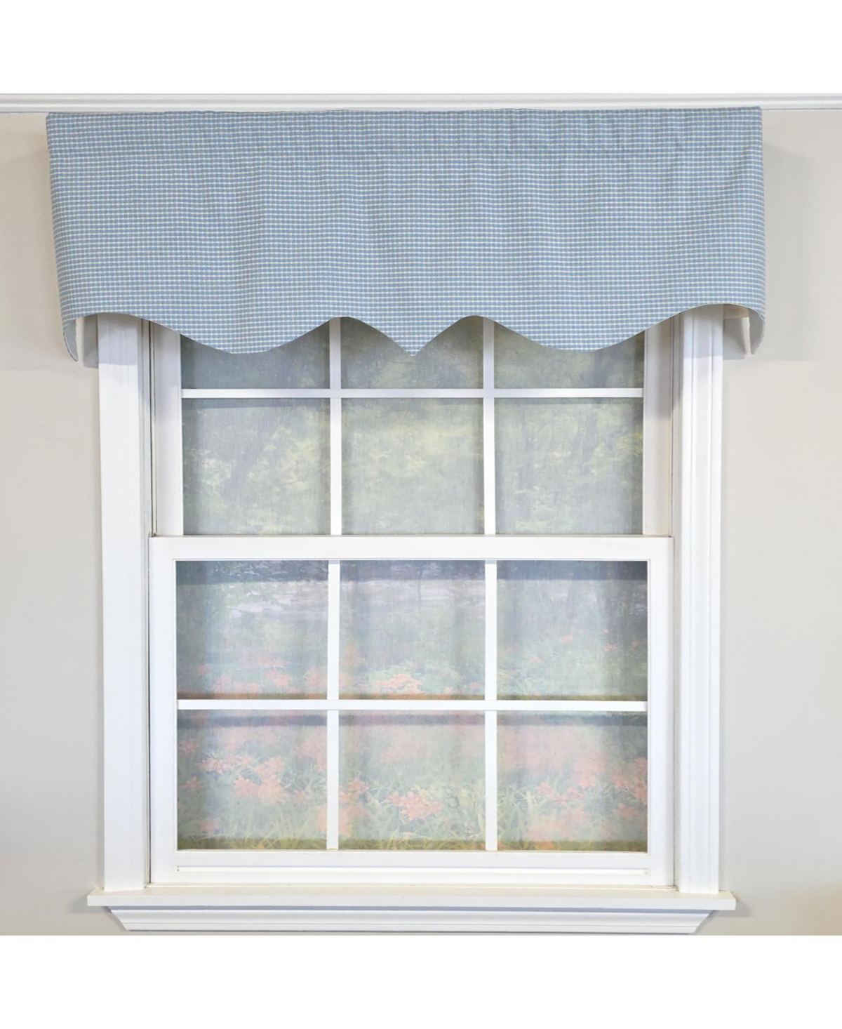 Rlf Home 100% Cotton Shepherd Check Regal Fully lined Windows Rod Pocket Valance 50" x 17" Blue