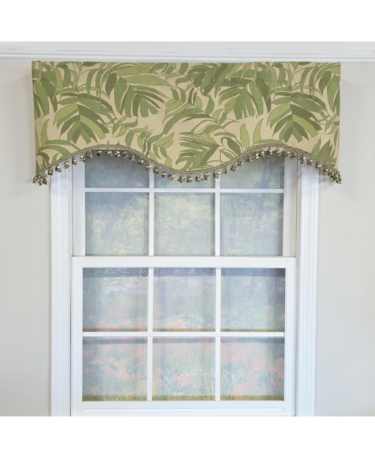 Rlf Home 100% Cotton Breeze Cornice Fully lined Windows Rod Pocket Valance 50" x 17" Green