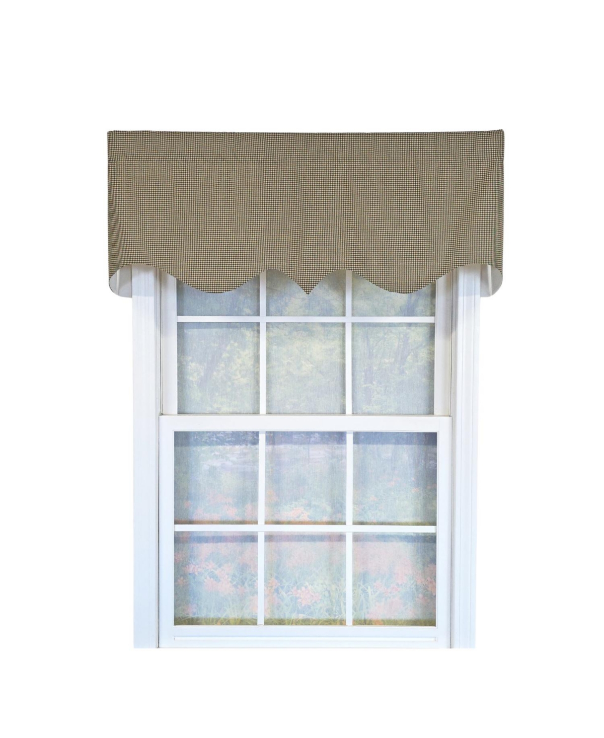 Rlf Home 100% Cotton Pin Check Regal Fully lined Windows Rod Pocket Valance 50" x 17" Black