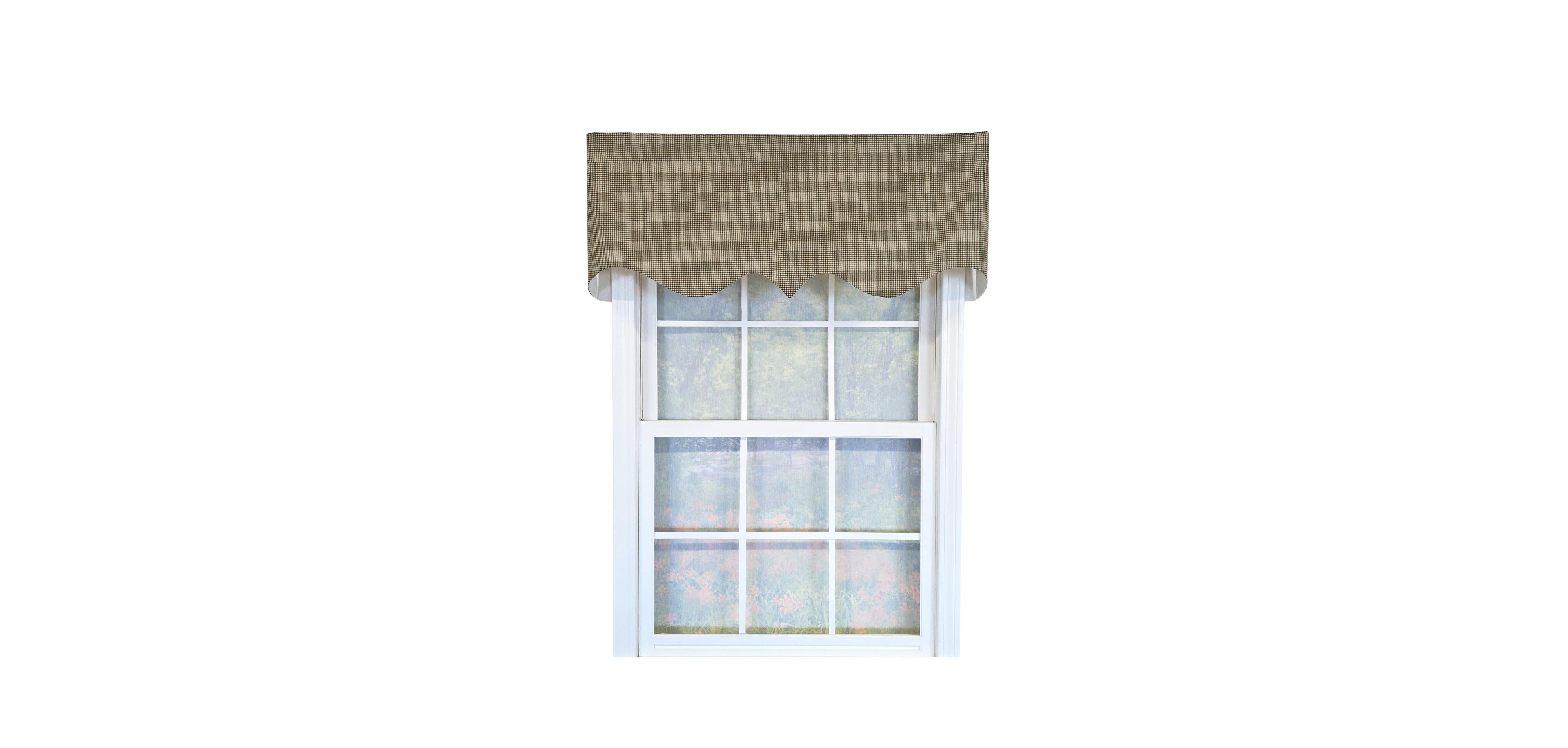 Rlf Home 100% Cotton Pin Check Regal Fully lined Windows Rod Pocket Valance 50" x 17"