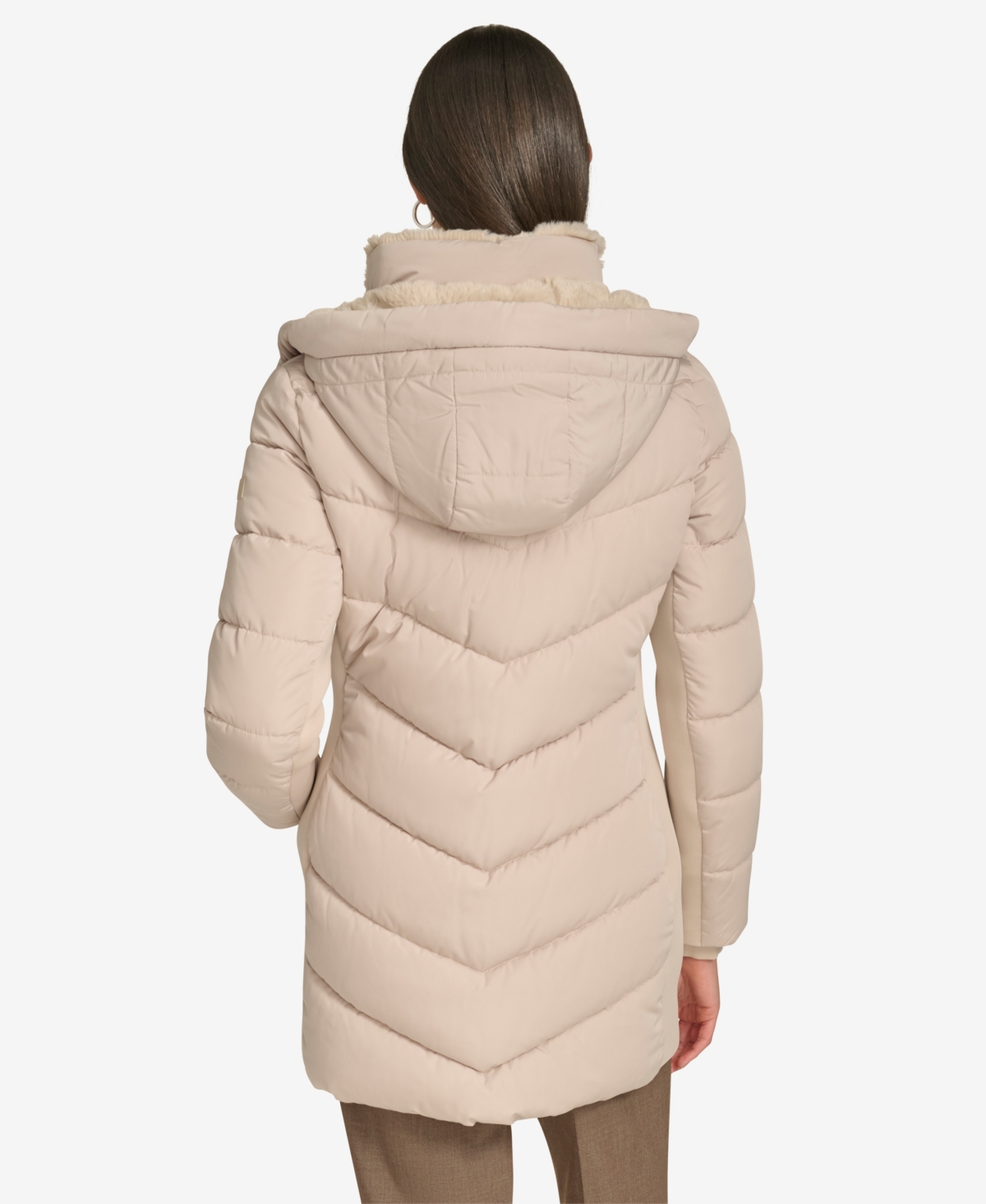 Calvin Klein Women's Lined Hooded Puffer Coat In Brown