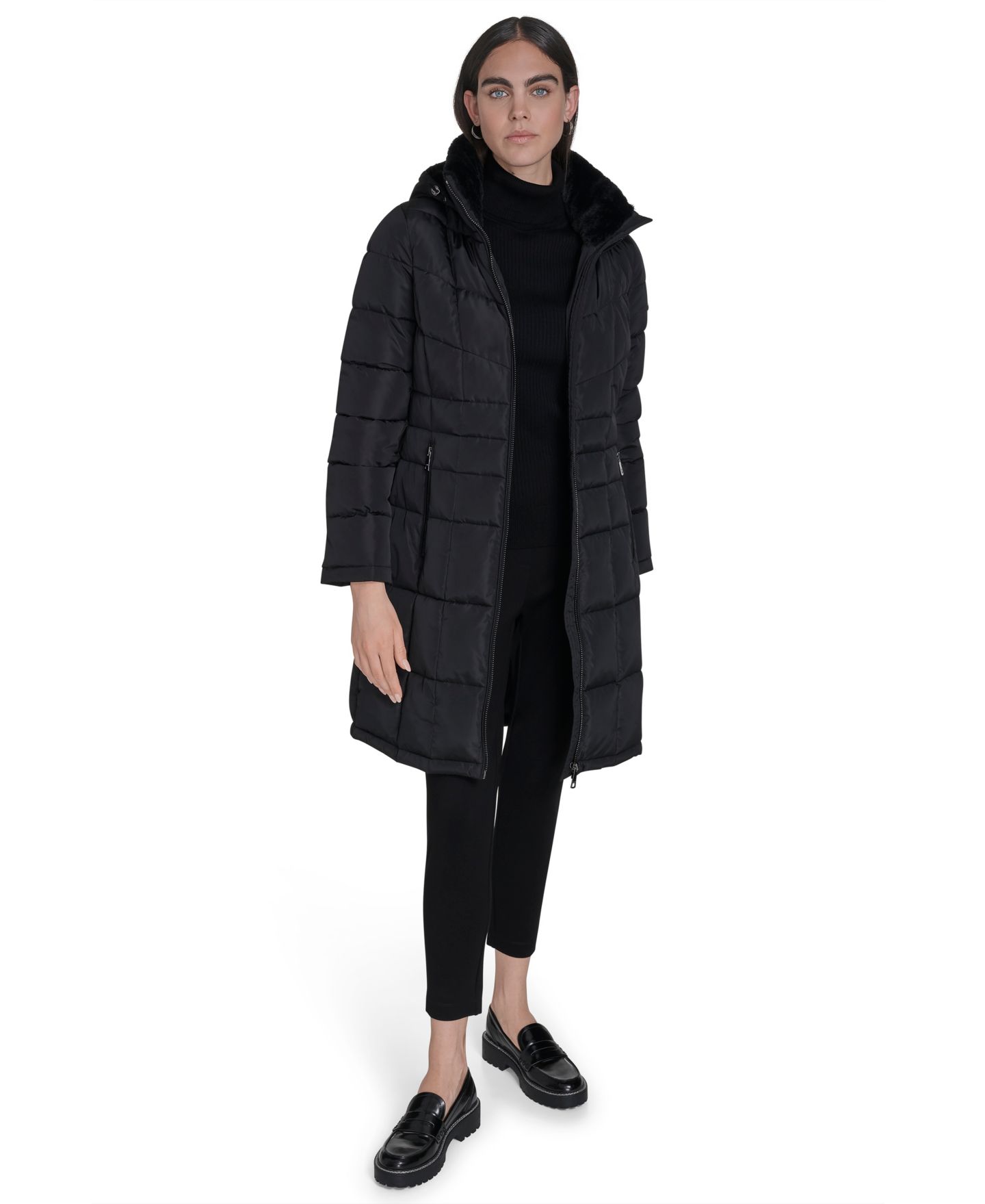 Женская куртка Calvin Klein Hooded Stand Collar Puffer, цвет: Чёрный — фото 9