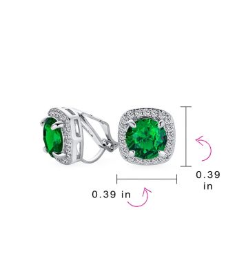 Set of 2 2CT Round CZ Solitaire Halo Clip-On Earrings Silver Plated Non-Pierced