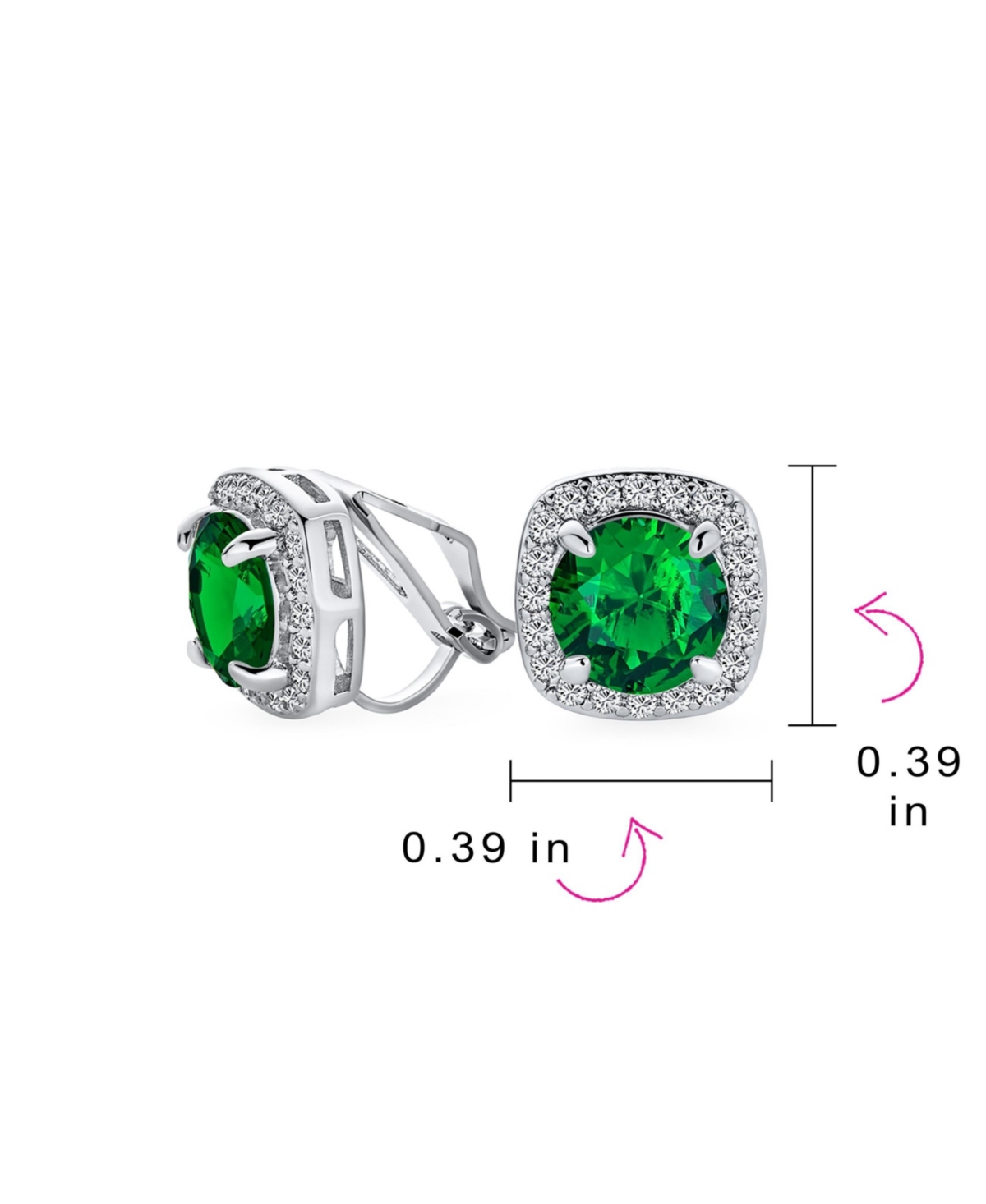 Bling Jewelry Set of 2 2CT Round Cz Solitaire Halo Clip-On Earrings Silver Plated Non-Pierced