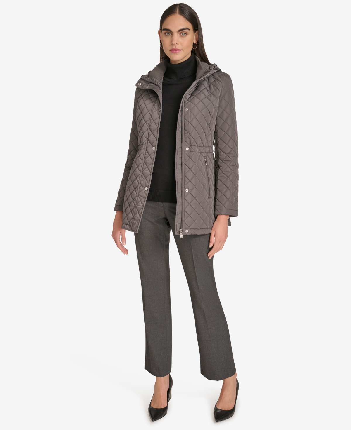Calvin Klein Women's Anorak Quilted Jacket In Gray