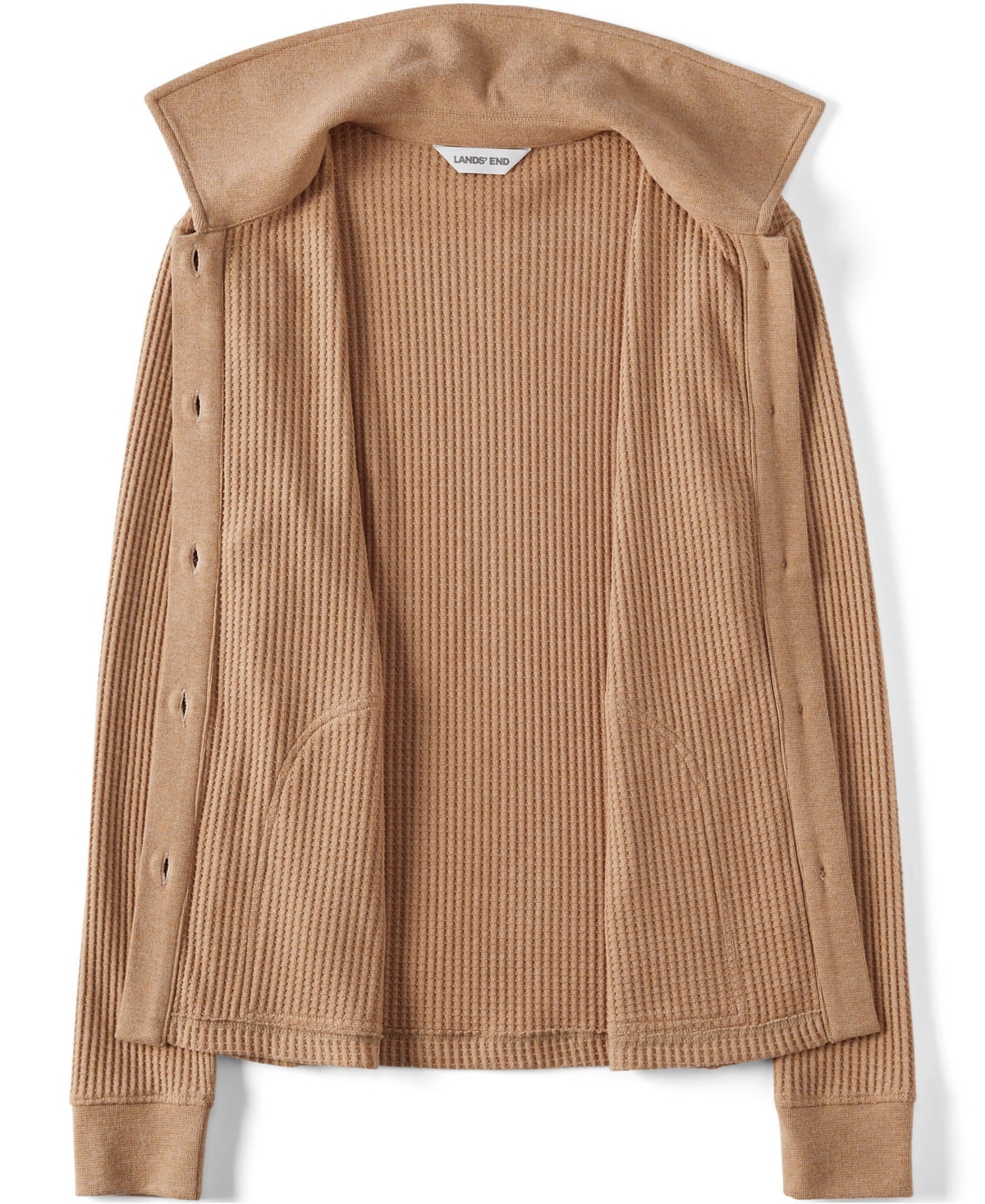 Lands' End Women's Plus Long Sleeve Waffle Collared Shacket