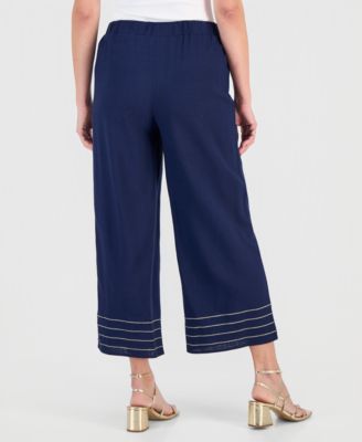 Women's Trapunto Stitch Pull-On Wide-Leg Pants, Macy's Exclusive