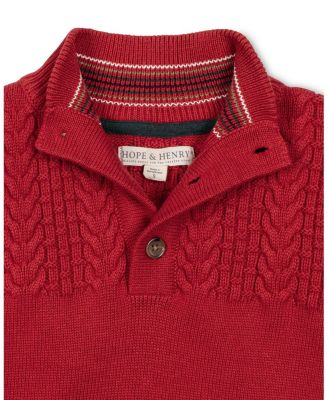 Boys Organic Long Sleeve Mock Neck Sweater with Cable Yoke